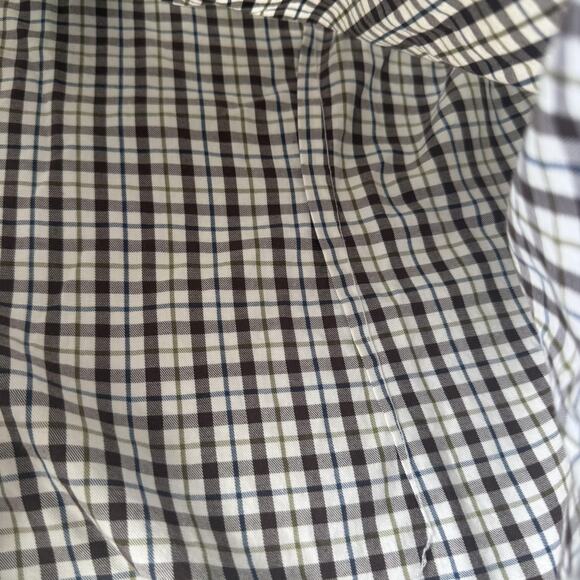 Eton Shirt Mens 16.5 42 Slim Brown Green Check Plaid Button Down Long Sleeve - Picture 6 of 12